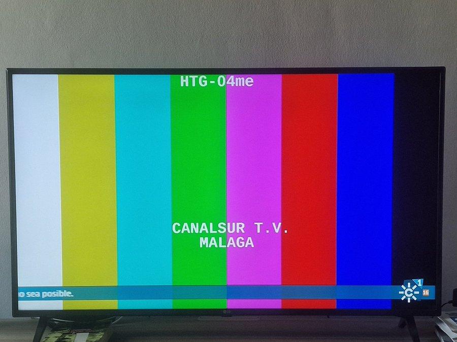 Picture of a TV with rows of coloured stripes, indicating there is no service on that channel.